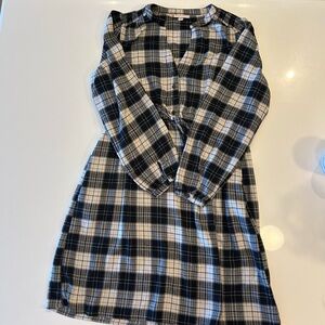 Knox Rose Black and White Plaid Long Sleeve Dress